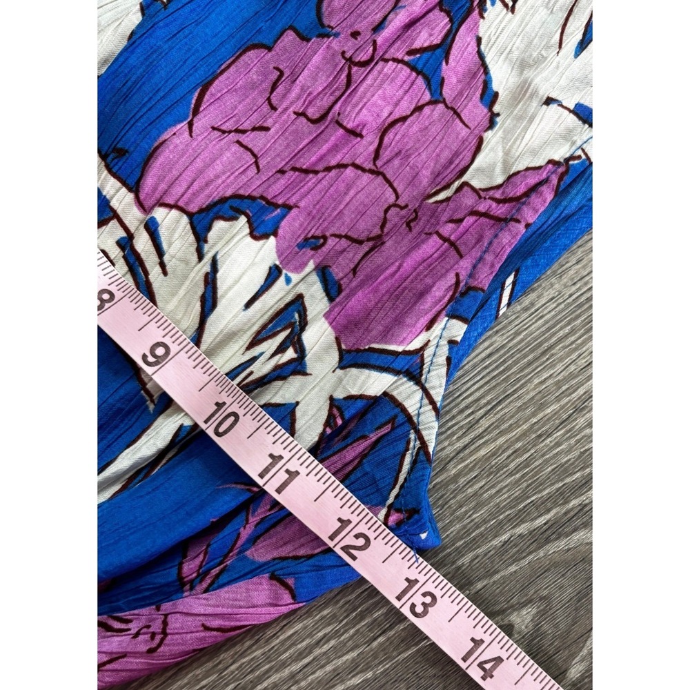 Mango MNG Blue Purple Floral Plissé Cut-Out Maxi Dress XS Sleeveless Summer - Picture 5 of 7